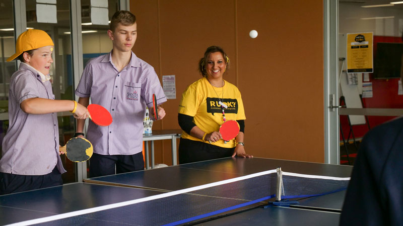 Wellbeing Leaders with students on RUOK Day