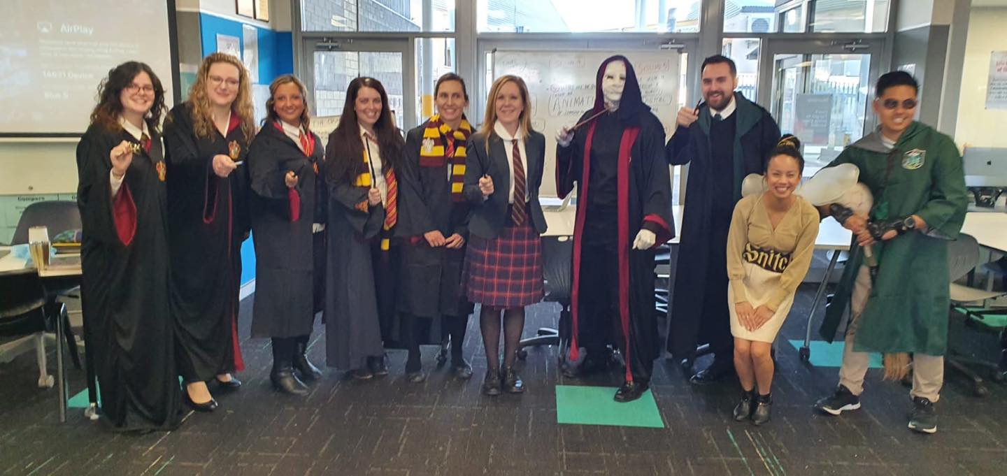 Santa Sophia Catholic College Staff dressed as Book Characters