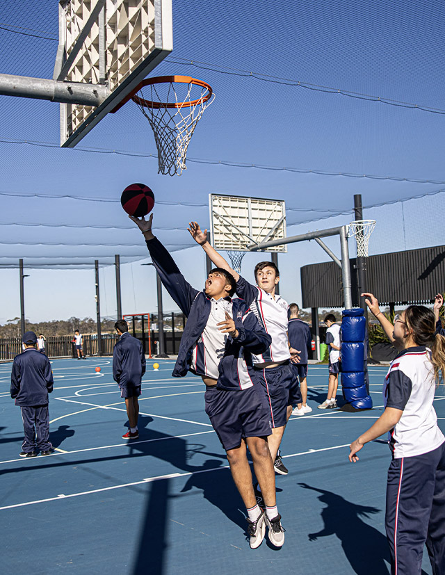 Santa Sophia Catholic College Box Hill students playing basketball