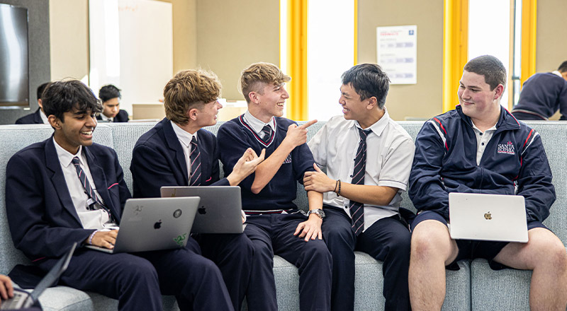 Santa Sophia Catholic College students on laptops