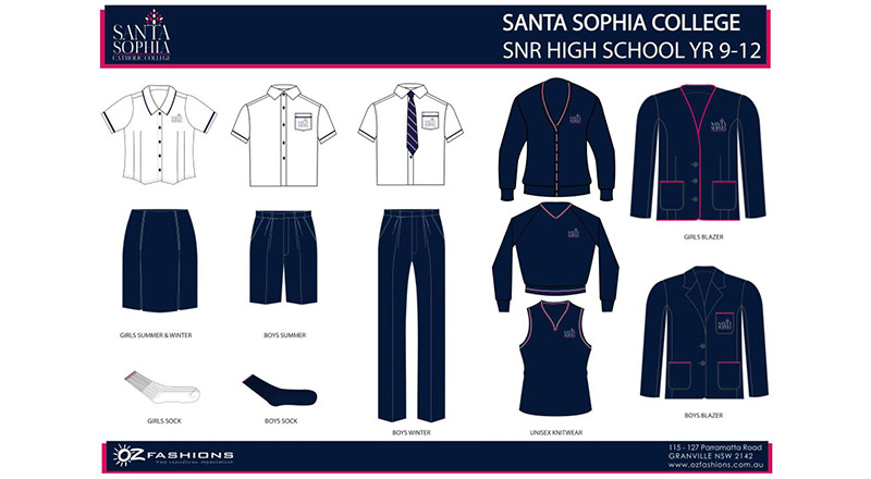 Santa Sophia Catholic College Box Hill uniform guidelines for stage five and six