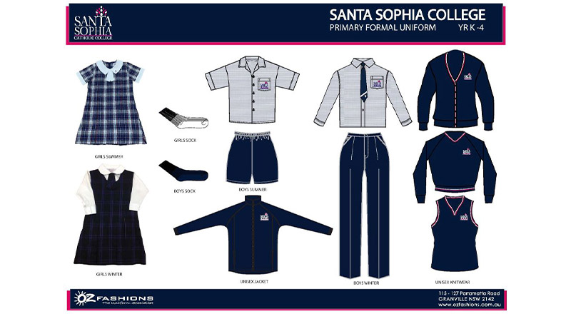 Santa Sophia Catholic College Box Hill uniform guidelines for stage one and two