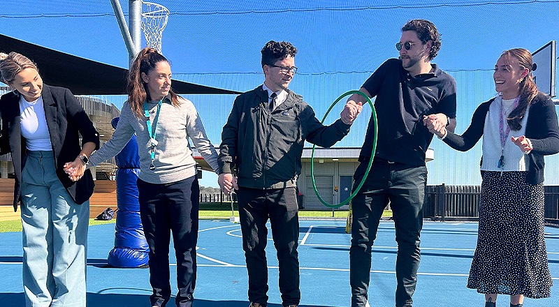 Santa Sophia Catholic College Box Hill wellbeing leaders participating in parachute task