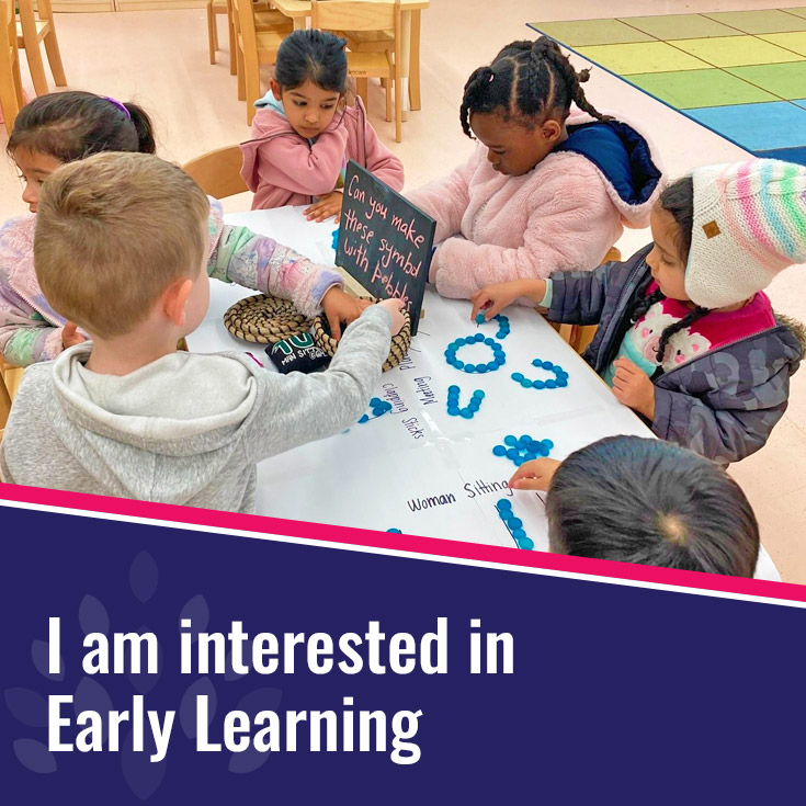 Santa Sophia Catholic College Box Hill Early Learning students above text reading I am interested in Early Learning